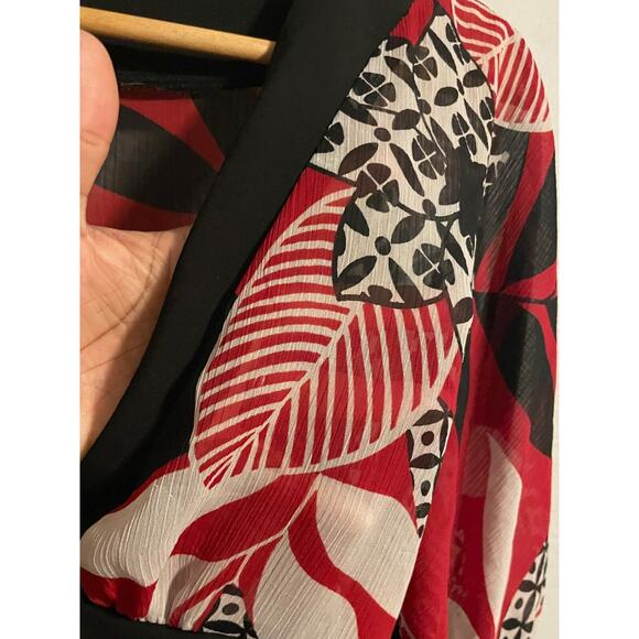 Vintage Womens Dress Medium Red Abstract Babydoll Semi Sheer Whimsigoth Y2K READ - Picture 3 of 8